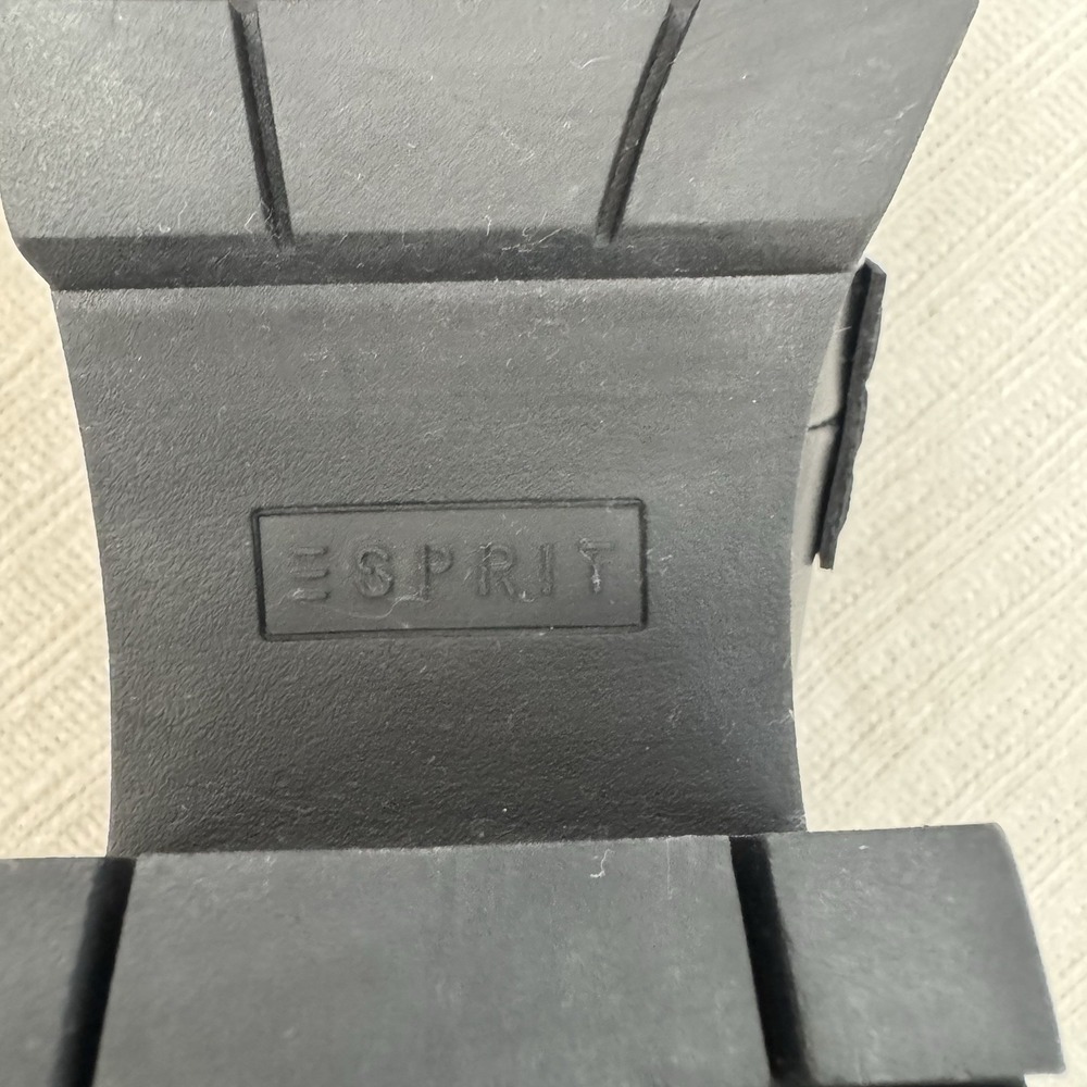 Esprit Platform Loafer Heels Womens 7.5 Black Chunky Lug Sole Slip On - Picture 9 of 9
